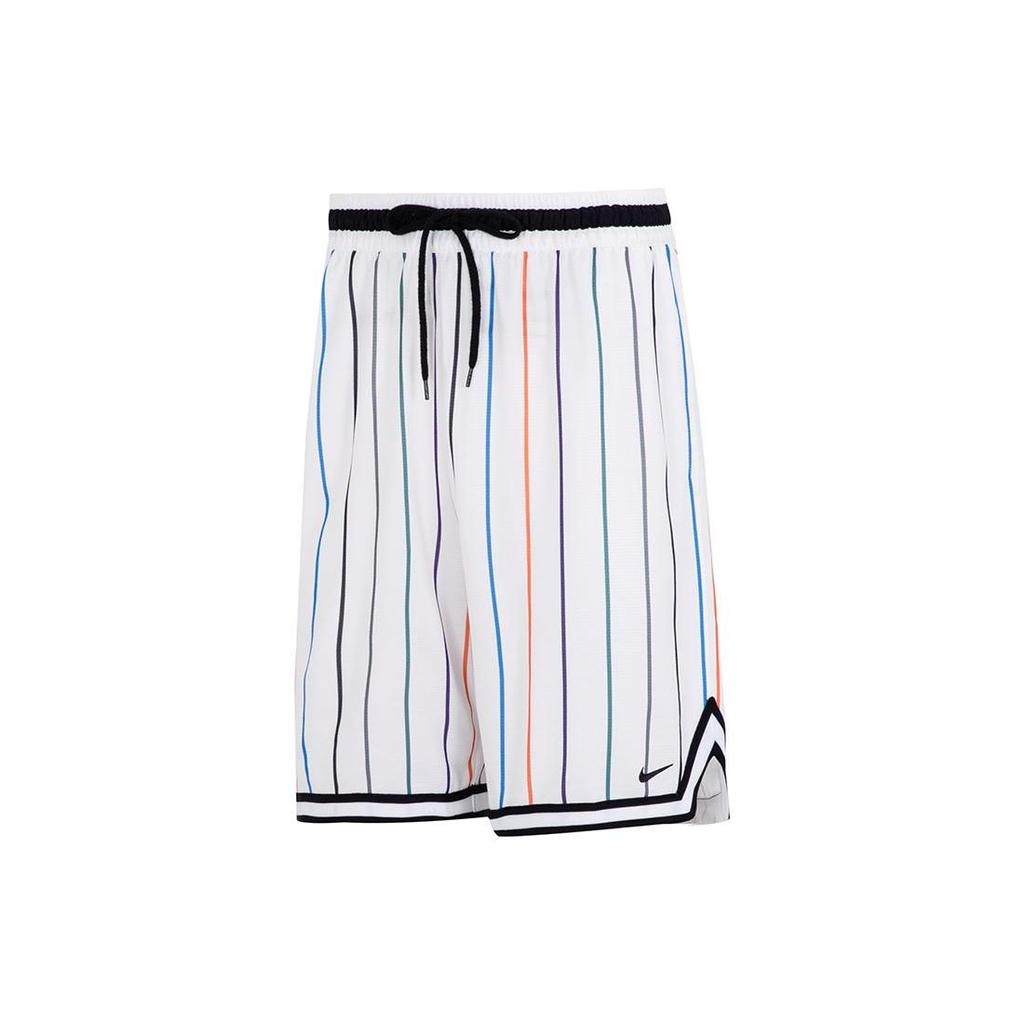 Nike Striped Drawstring Basketball Running Training Breathable Loose Casual Shorts Men Bottoms White DX0254-100