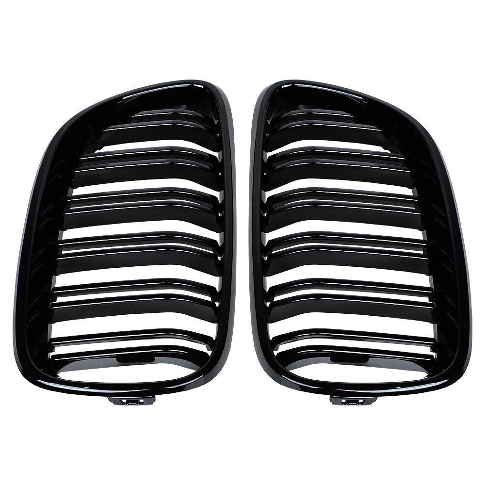 Carbon Fiber Color Dual Slat Front Hood Kidney Grilles Grill Compatible For BMW F22  F23 M2 2014-2018 For BMW 225i 218i 220i