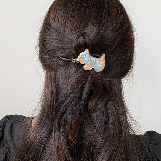 Hairpin Faux Pearls Cat Puppy Shape Hair Claw Back Head Hair Clip Acrylic Hair Styling Tool