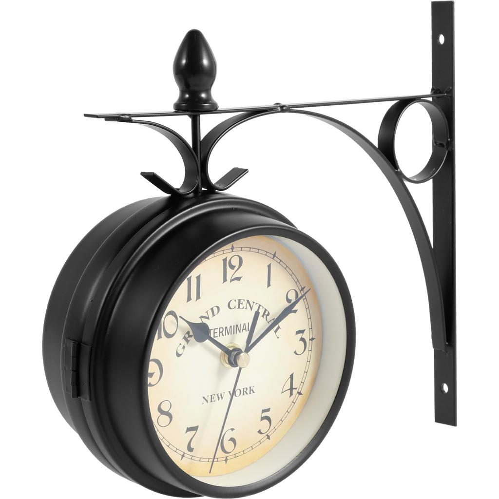 Nástěnné hodiny Retro Oboustranné nádražní hodiny na baterie Tiché hodiny se sadou pro montáž na zeď Antikvární nástěnné hodiny pro domácnost