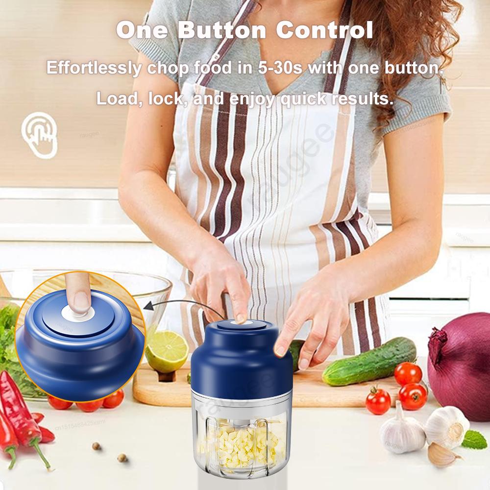 Electric Garlic Chopper Mini Portable Blender Electric Vegetable Garlic Onion Meat Chopper Electric Food Processor Mini Chopper