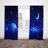2pcs- Quiet Blue Starry Sky Polyester Curtains, Bathroom, Bedroom, Living Room, and Family Room Decorative Curtains