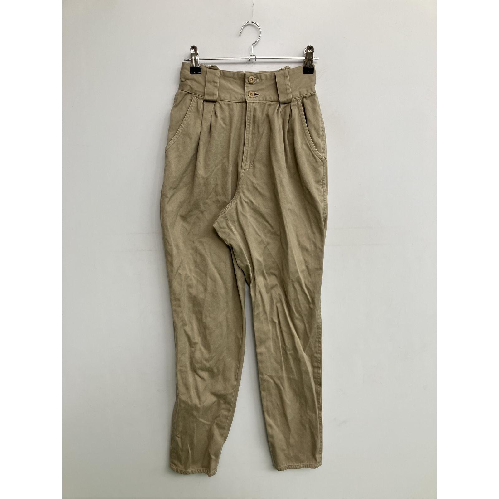 ALBA ROSA Chino Pants S Beige Full Length Cotton Plain Tapered High Waist Women s