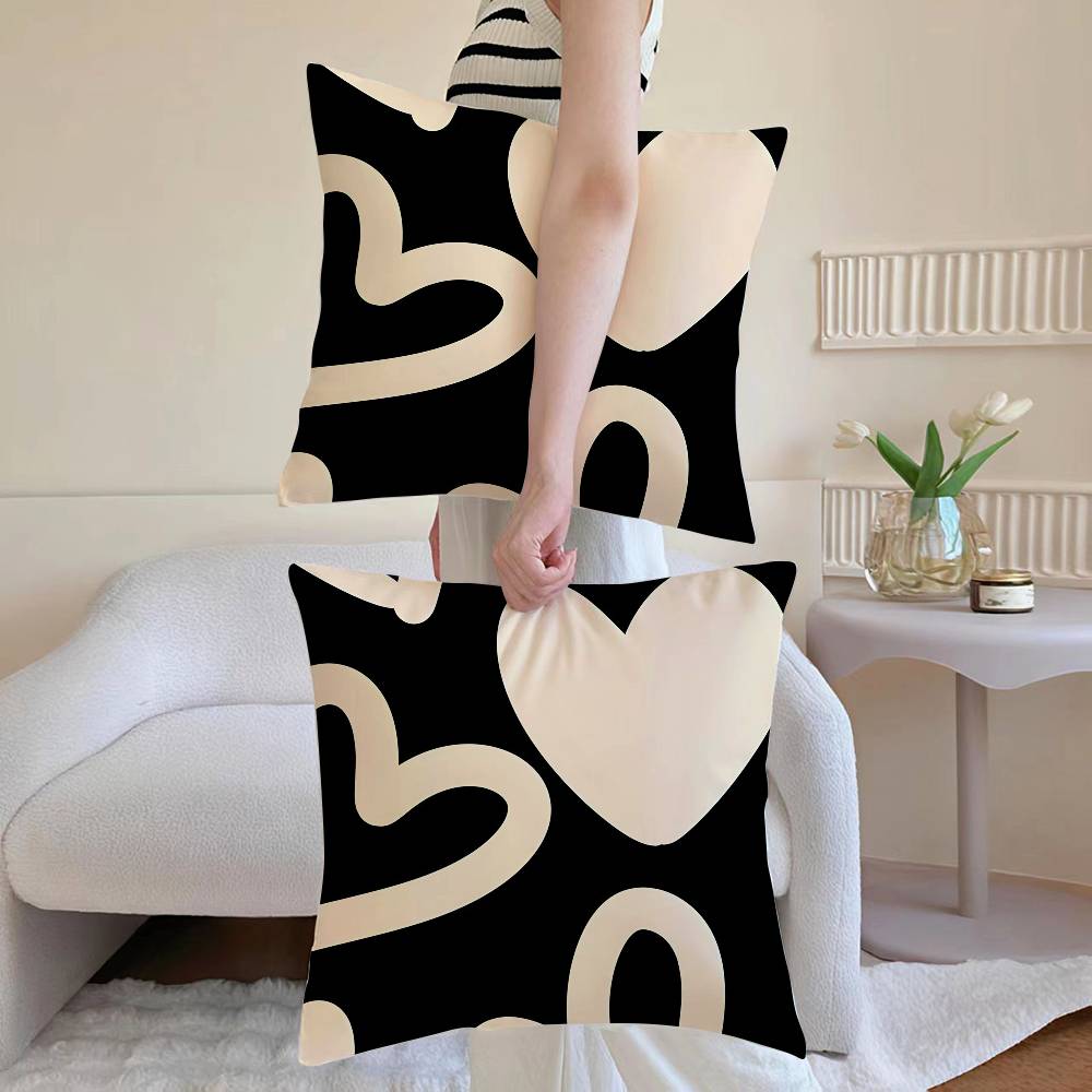 Fashion Love Heart Pillow Case Sofa and Living Room Decorative Cushion Covers Dustproof and Miteproof Invisible Zipper