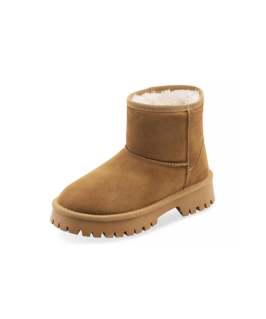 Spur Lambs Wool Natural Cowhide Sheepskin Mid-Calf Boots 5Cm -Sa9045 (3Color)