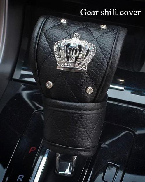 Rhinestone Inlaid Crown Steering Car Seat Belt Shoulder Protection Cover Automatic Transmission Handbrake Protection Cover