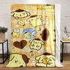 Yellow cartoon dog with brown beret surrounded by hearts and flowers. for all seasons blanket lunch break throw gift