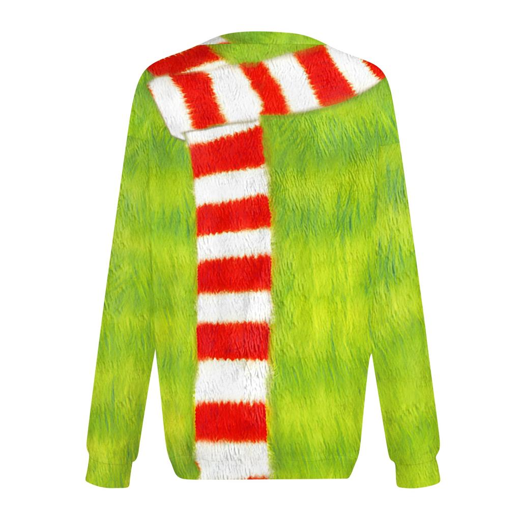 Women's Fashion Round Neck Pullover Top Long Sleeve Tee Christmas Printed Sweatshirt