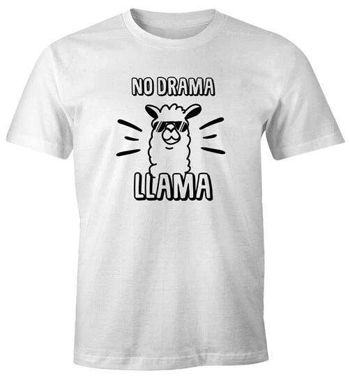 Men s 100% Cotton T-shirt Mens Tees Top No drama Llama slogan sayings quote fun shirt Moonworks M