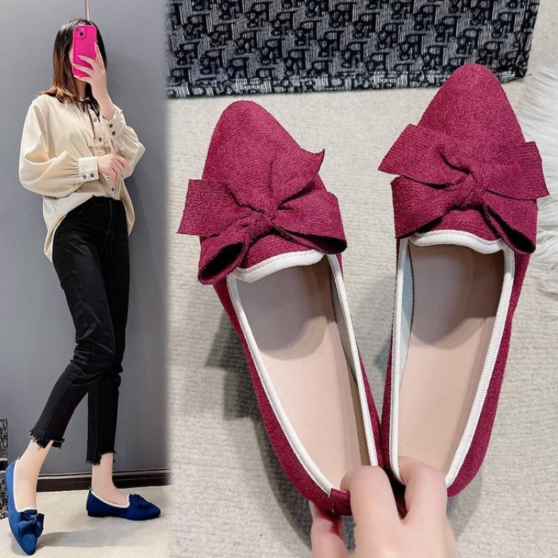 Large Size Casual Single Shoes Women's Spring Bow Fashion Outer Wear Versatile Casual Doudou Shoes