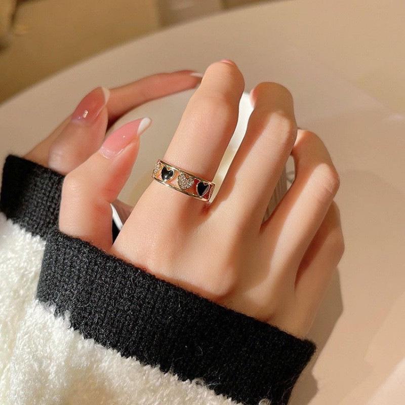 Trendy Japanese & Korean Zircon Open Ring - Elegant, High-End Design for Women