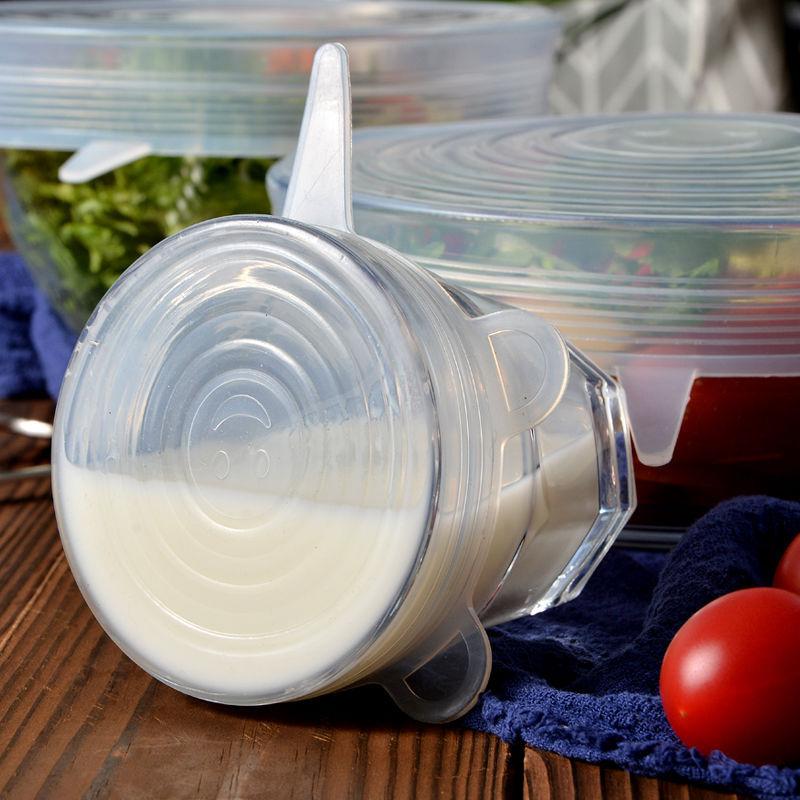 6pcs Silicone Elastic Cover, Universal Silicone Food Packaging Bowl And Pot Cover, Silicone Cover, Cooking Kitchen Accessories
