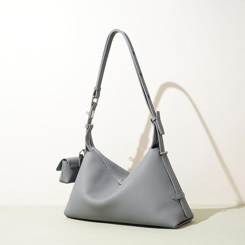 Bag Women's Leather Design Sense Niche Crossbody Bag Zipper Head Layer Cowhide Pillow Shoulder Bag