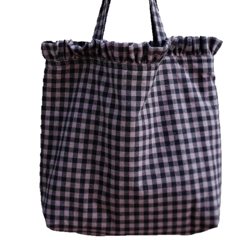 Modna Niszowa Retro Japoński Styl Mała Kraciasta Koronkowa Torebka Ręczna Torba