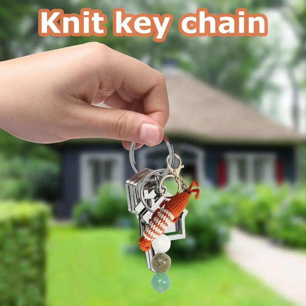 Hand-Woven Knitted Shrimp Pendant Key Decoration Shrimp Doll Keyring Car Keyring
