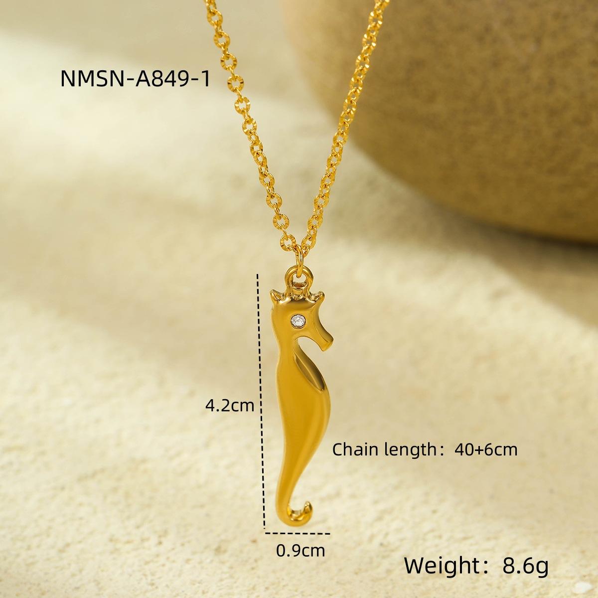 GEMCHIC Women s Stainless Steel Gold Seahorse Pendant Necklace Chain Fashion Hip Hop Jewelry