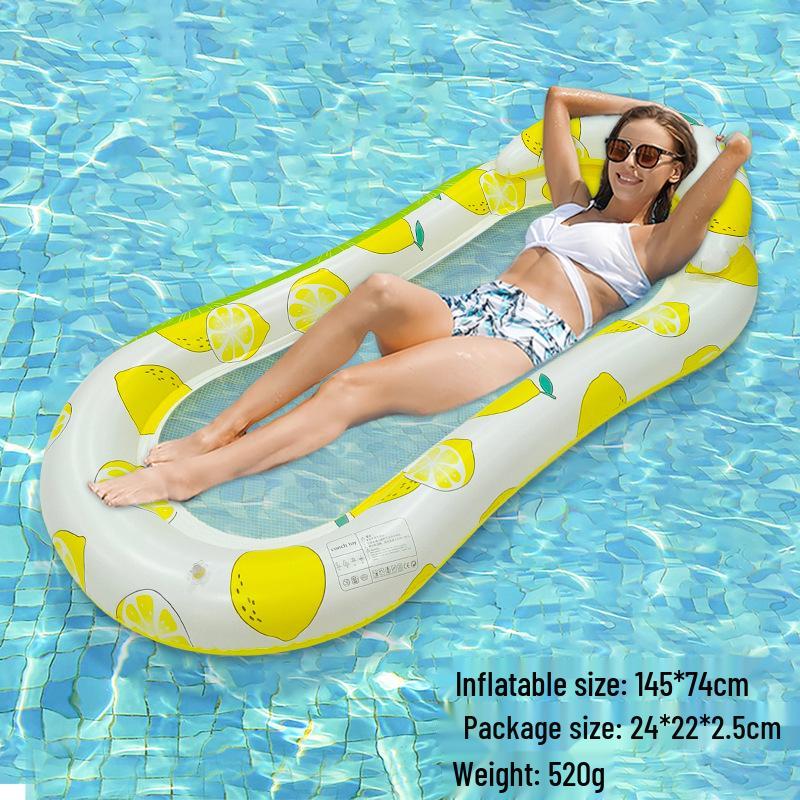 Inflatable PVC Float Recliner: Foldable Striped Swimming Bed