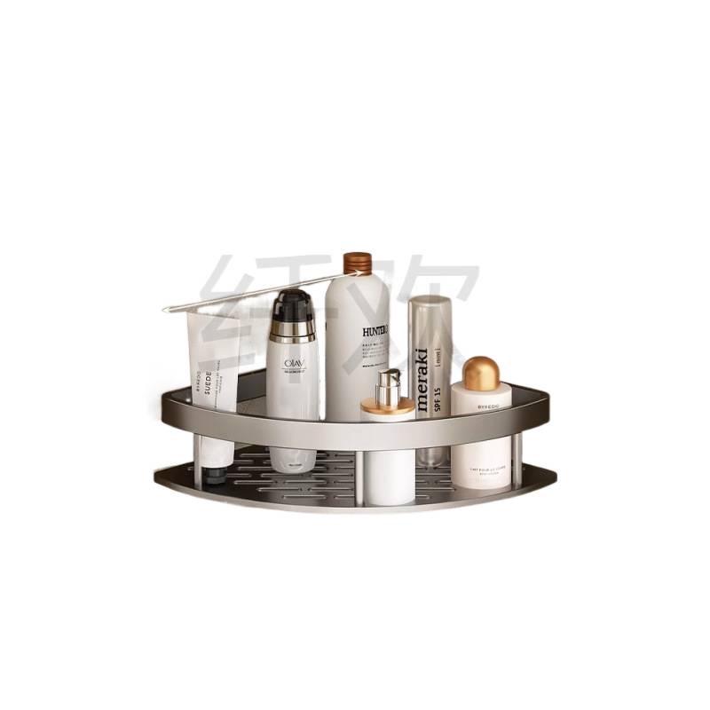 Gun Gray Punch-Free Aluminum Bathroom Corner Shelf