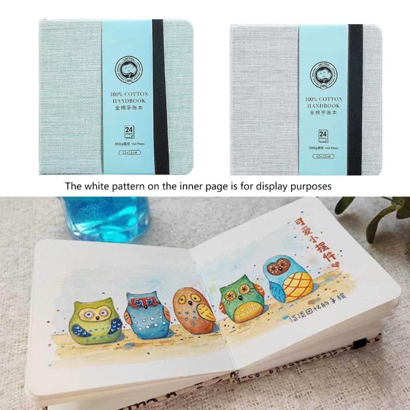 Square Watercolor Journal 24 Sheets Cotton Paper Watercolor Paper Notebooks 4.7x4.7Inch for Artists Student Sketching