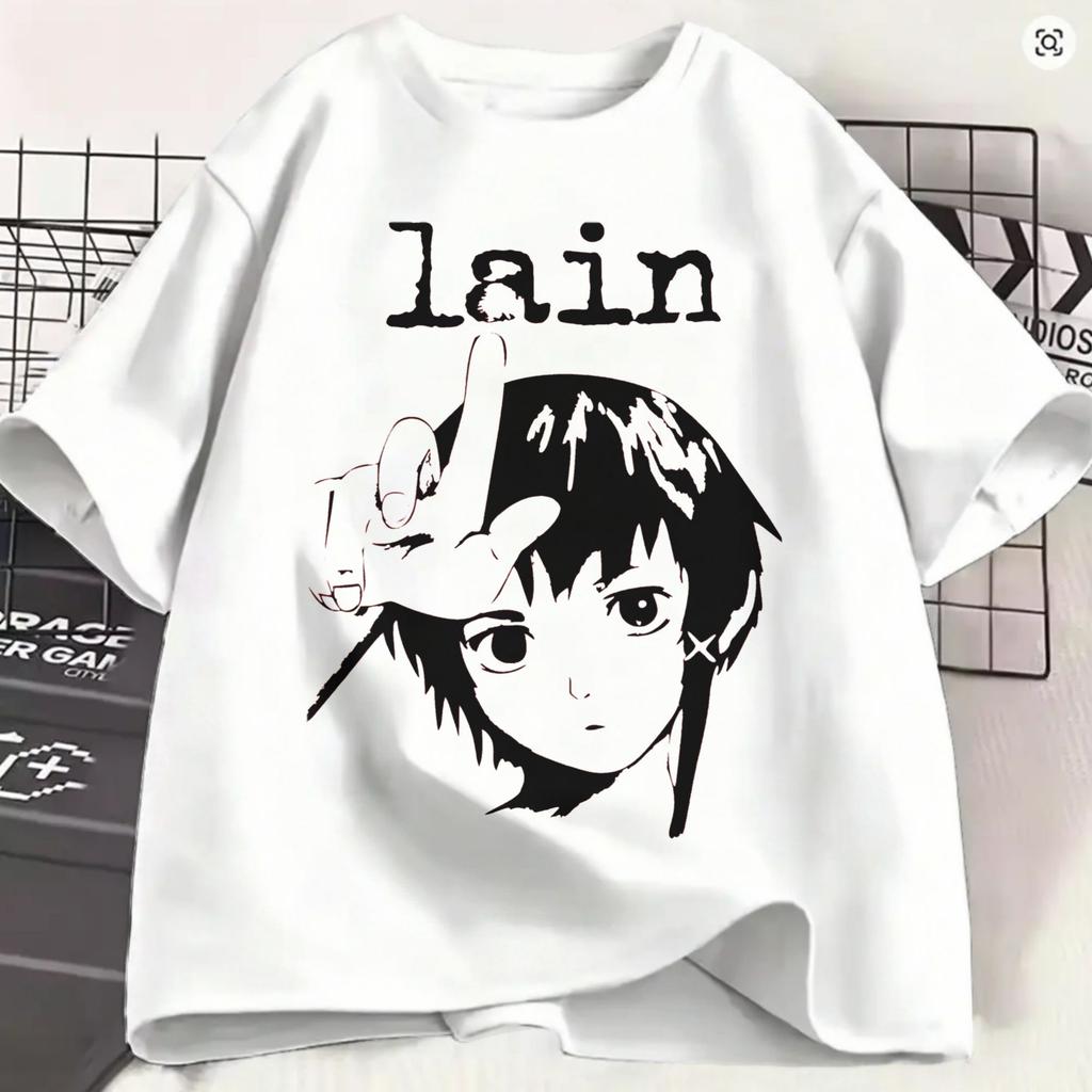 Serial Experiunisexts Lain Tshirt Summer 100 Cotton T Shirts For Unisexs Fashion Print Tshirt Short Sleeve Y2k Funny Tees