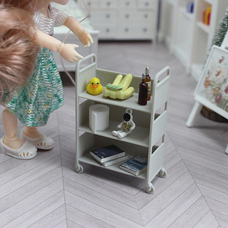 1ks 1:12 Bábikový Dom Miniatúrny Vozík Jedálenský Vozík S Kolesami Model Úložný Displejový Polica Knižnica Nábytok Model Dekor Hračka