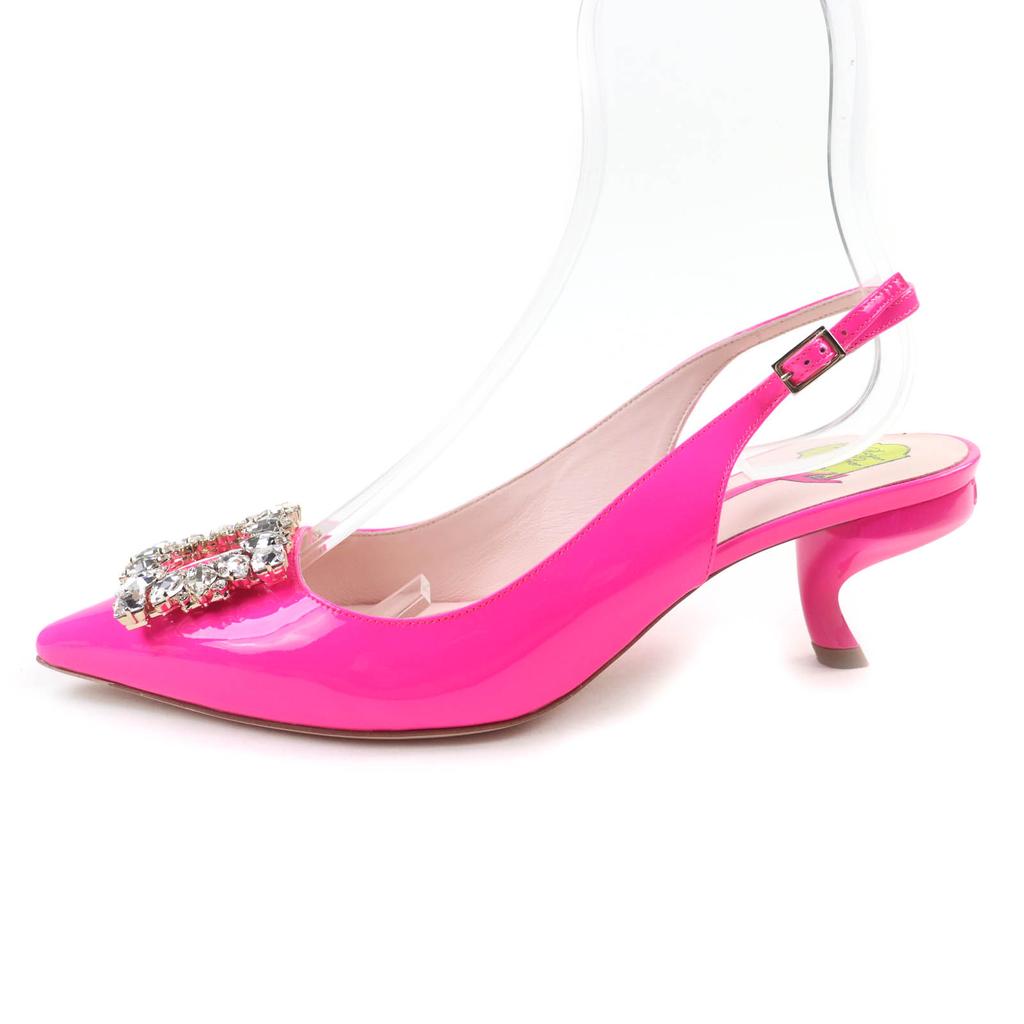 Roger Vivier Pumps Virgul Strass Schnalle rosa Lackleder Damen 38 Gebraucht