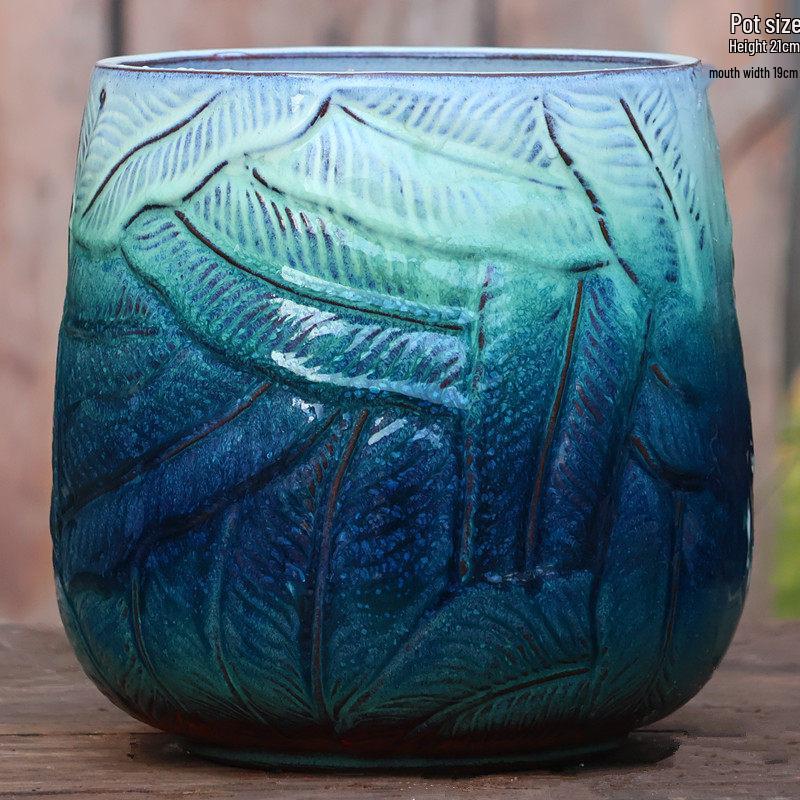 Large Handmade Coarse Pottery Ceramic Flower Pot for Outdoor Courtyard and Home, Ideal for Bougainvillea and Large Succulents