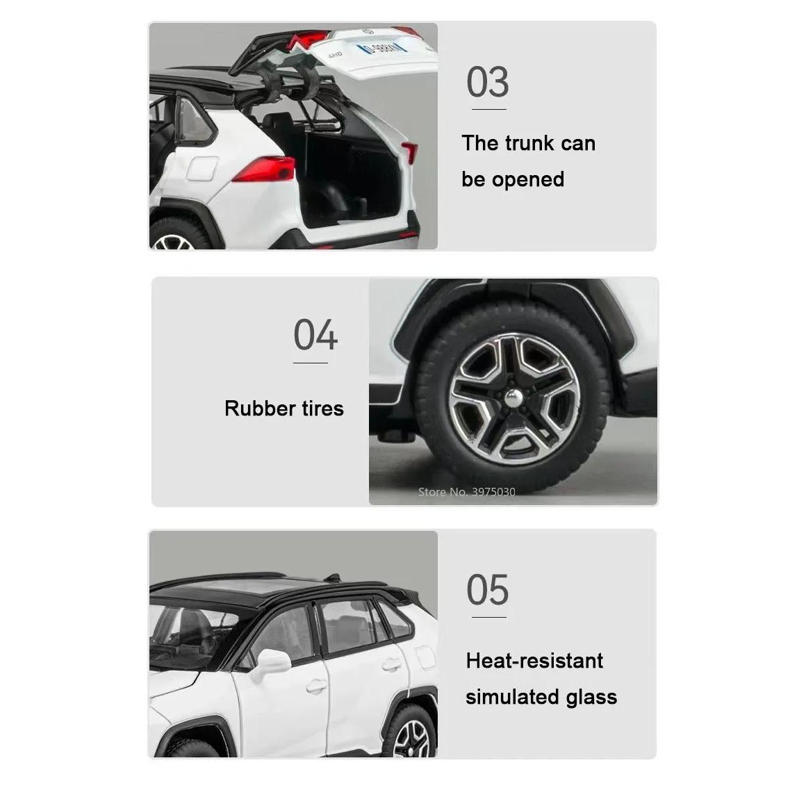 Licence officielle 1:18 Toyota RAV4 en alliage, modèle réduit avec glisse et portes ouvrantes, décoration d'intérieur élégante de style atmosphérique | Sino Sourcing