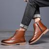 Herren High Top Business Casual Lederschuhe Brogue Gravierte Martin Stiefel Große Größe Outdoor Sport Lederstiefel