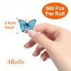 2000 Aufkleber/4 Rollen, 0,98 Zoll Rollen Schmetterling Blumenförmige Aufkleber zum Dekorieren von Geschenkboxen Selbstklebende Aufkleber Etiketten Aufkleber