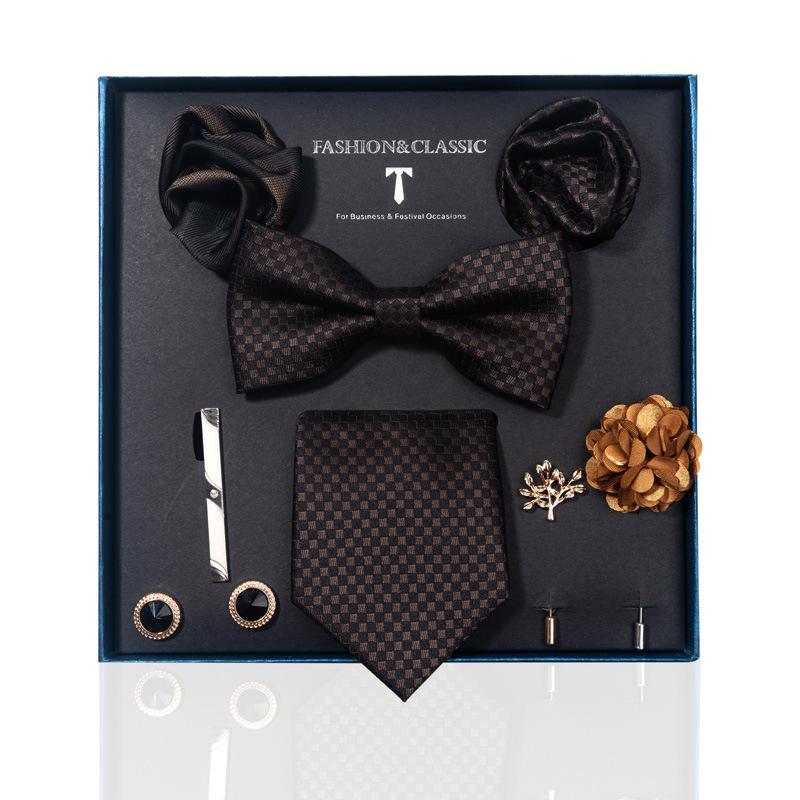 High-End Wedding Groom Tie Pocket Towel Corsage Gift Box Set Men'S Tie