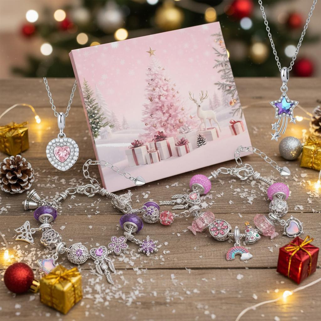 Jewelry Christmas Countdown Calendar DIY Bracelet Necklace Jewelry Making Kit Christmas Advent Calendar for Girls