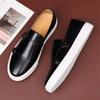 Fashion New Summer Double Buckle Men Slip-On Flat Loafers Black Brown Large Size Casual Leather Shoes Men's Lazy Shoes
