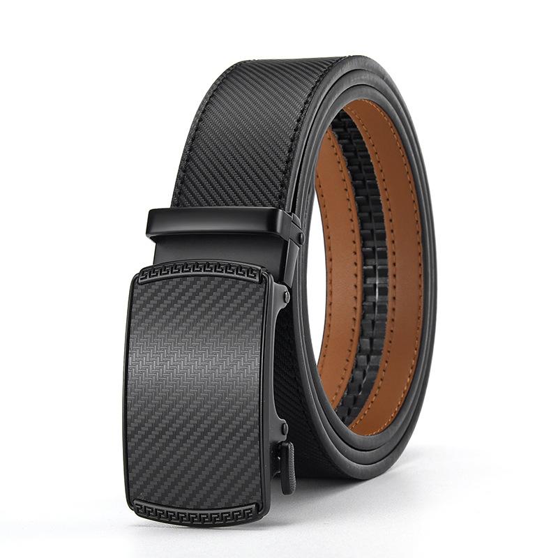 Mens Leather Ratchet Belt with Automatic Buckle, Adjustable Belt(35MM)