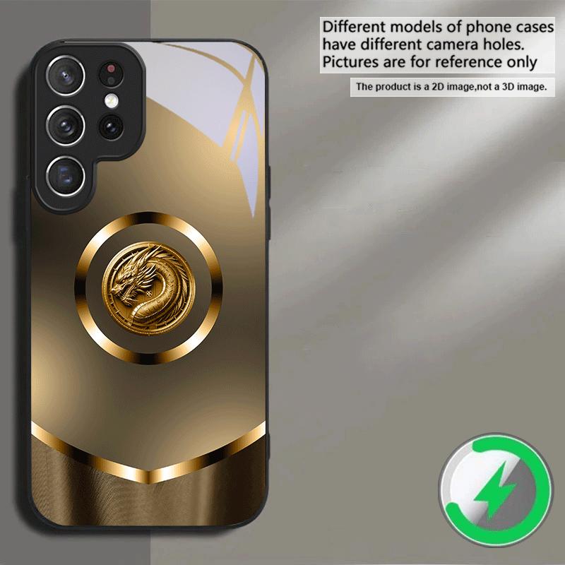 Golden gradient dragon For Samsung S26 S20Ultra S21 Pro S22 Plus S23 FE S24 Ultra S25 Edge For Magsafe Glass Phone Case