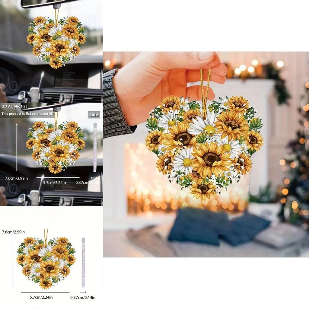 Sunflower Cartoon Lovely Acrylic Car Hanging Decoration For Cheerful Appeal Interior