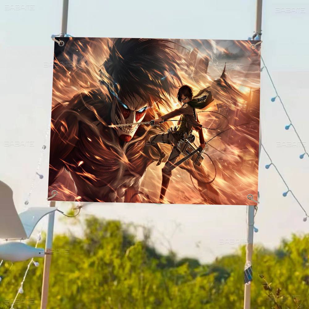 AAttack On Titan Anime Small Size Cheerleading Banner Hand Pulled Flag Outdoor Atmosphere Flags
