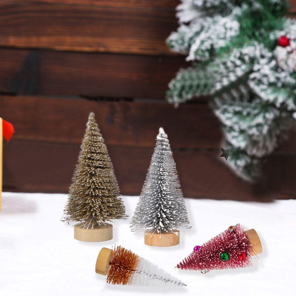 4pcs Plastic Mini Christmas Tree Gradient Artificial Xmas Pine Tree  Party Favors