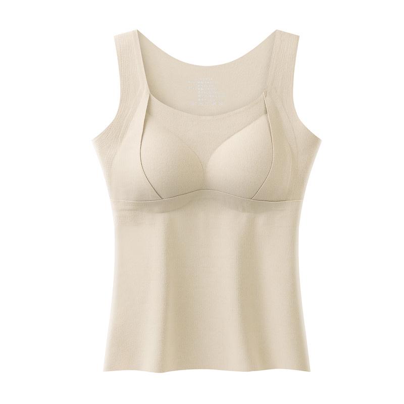 Damen Antistatische Lange Warme Weste: Eingebaute BH-Polster, Acryl, Weiche einteilige Innen- und Oberbekleidung für Herbst/Winter