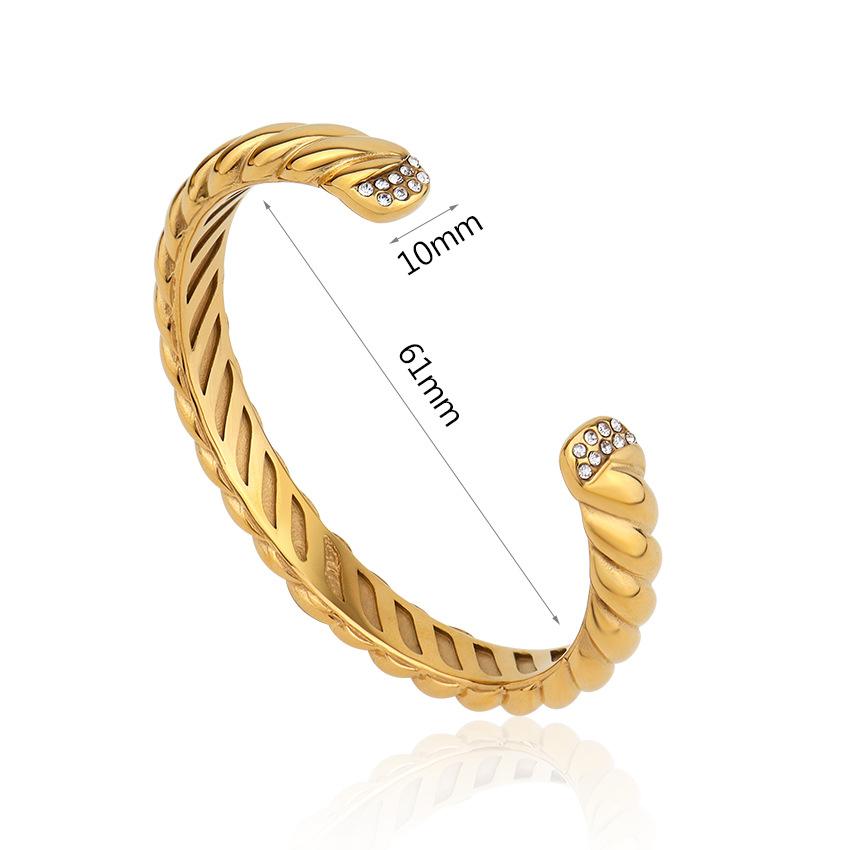 

Design Minimalist Opening Gold Twist Opening Diamond Stainless Steel C-Shaped Bracelet золотий