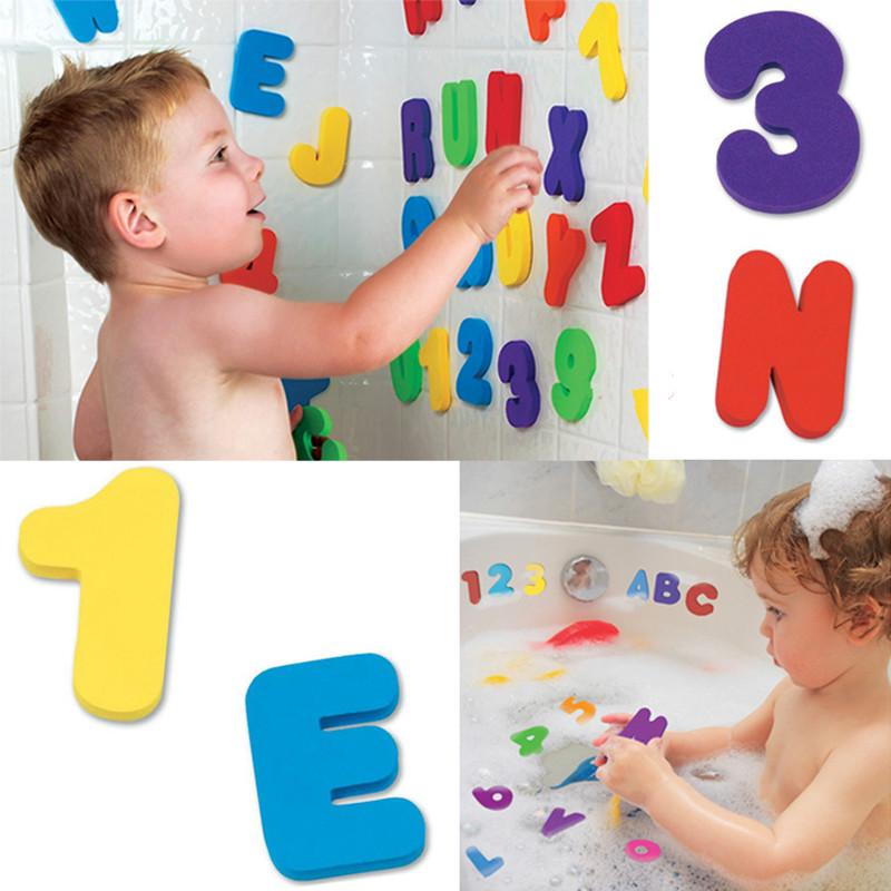 36pcs/set Alphanumeric Letter Puzzle Bath Toys Soft Kids Bathroom Water Toys Early Educational Toy