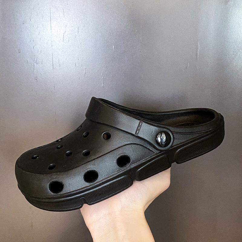 New fashionable and cute platform slippers women's summer couple non-slip beach outer hole shoes