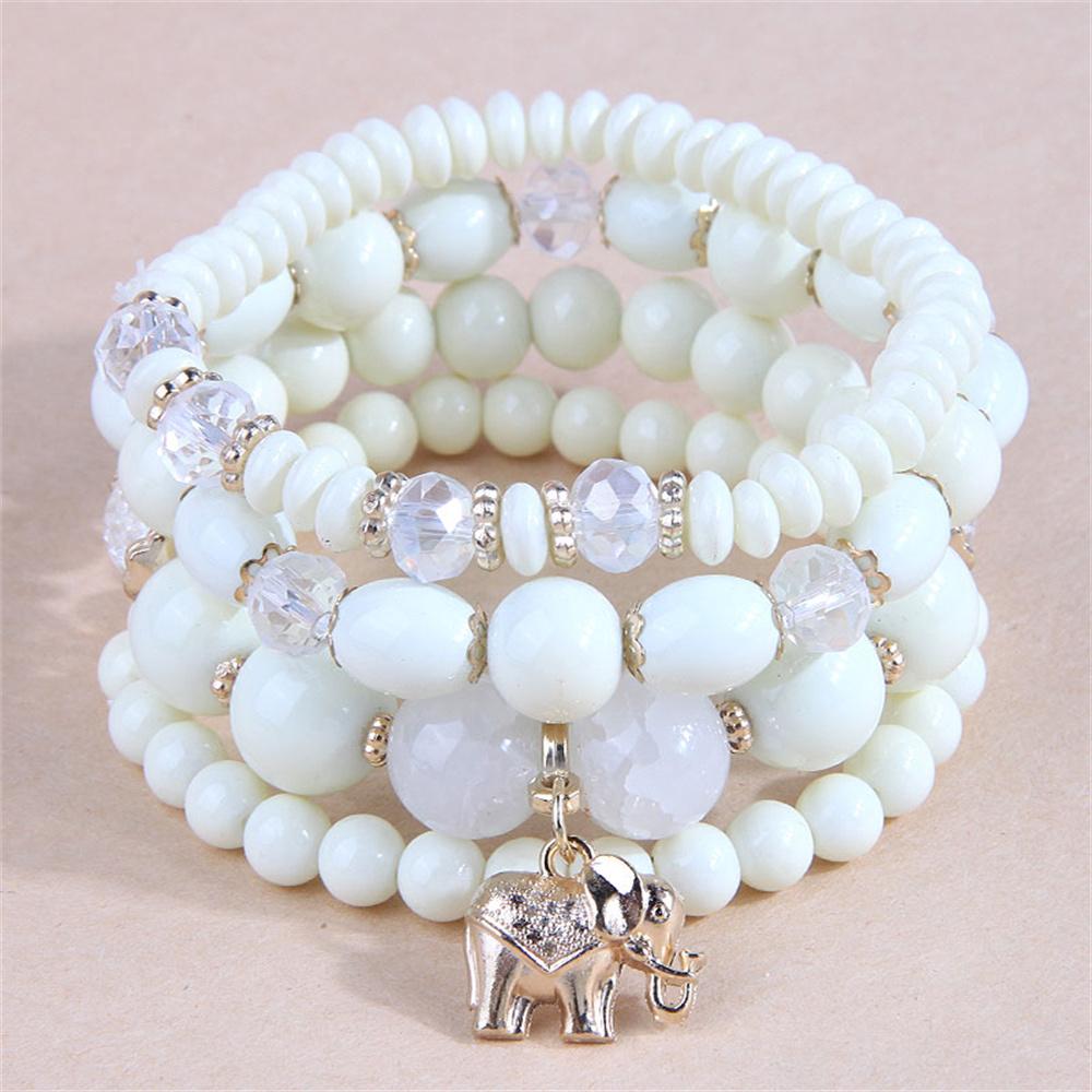 DIEZI New Korean Multicolor Crystal Beads Elastic Rope Bracelets For Women Elephant Wrap Strand Bracelet Men Pulseira Feminina