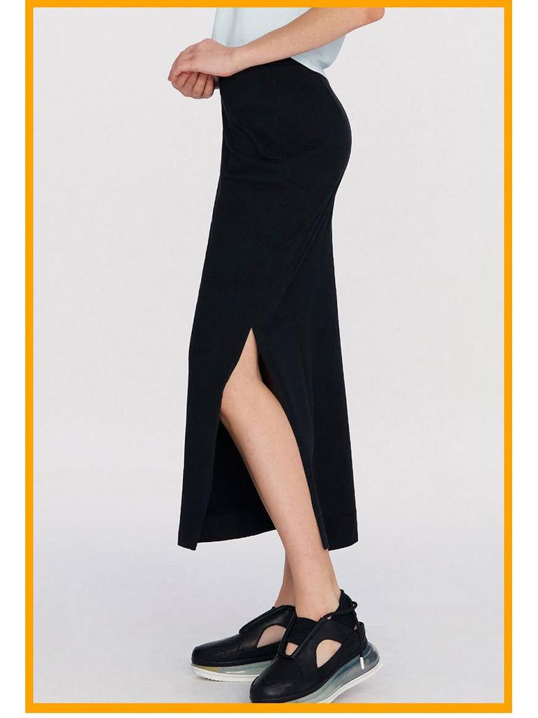 High Waist Elastic Bodycon Midi Skirt with Slit - 2024 Spring/Summer Collection