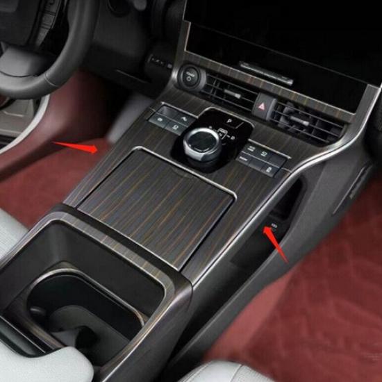 Fits For bZ4X 2024 Peach Wood Grain Gear Shift Box Panel Cover Trim