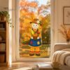 Harvest Festival Glass Stickers Fall Window Clings, Autumn Scarecrow Maple Leaf Stickers, Reusable Double-Sided Theme Ornaments Static PVC Decals for