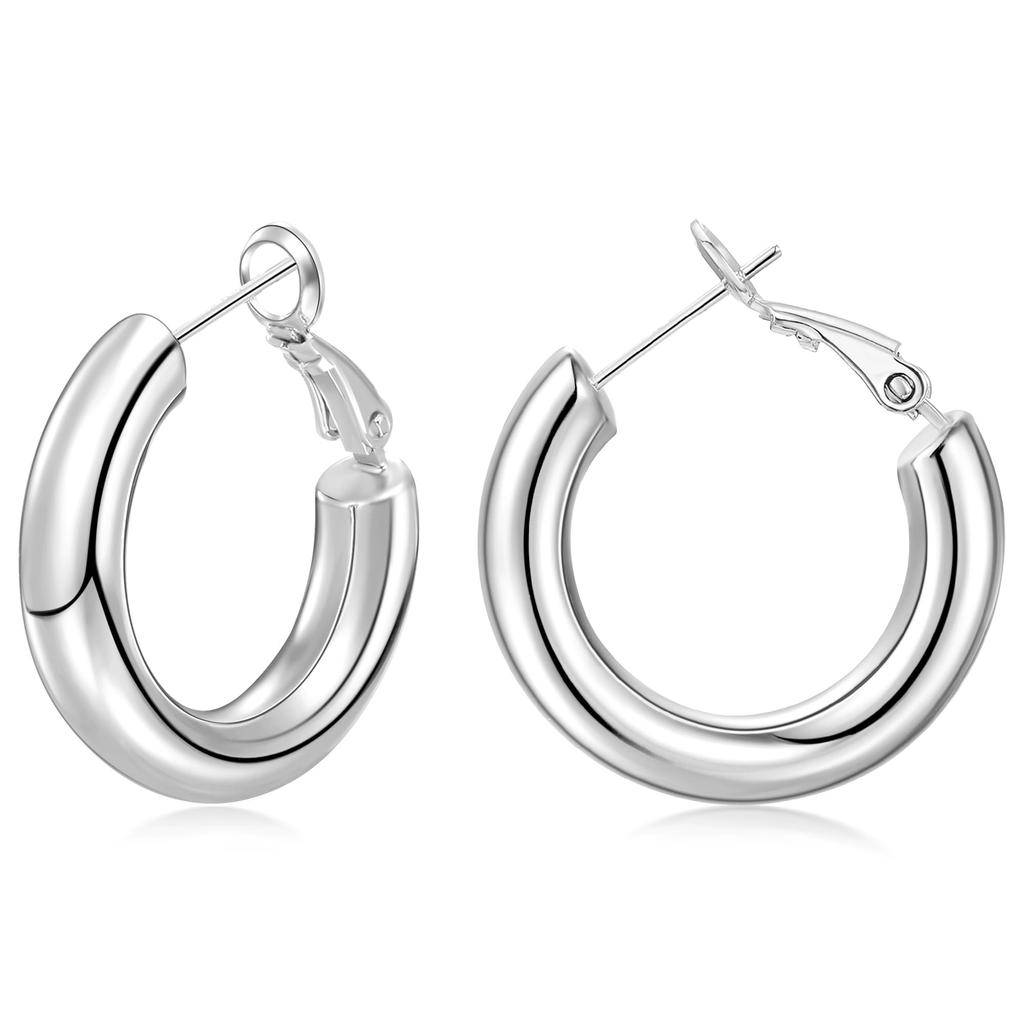 30/40/50mm Circle Hoop Earrings for Women, Classic Stainless Steel 18k Gold Plated Minimalist Jewelry Hypoallergenic