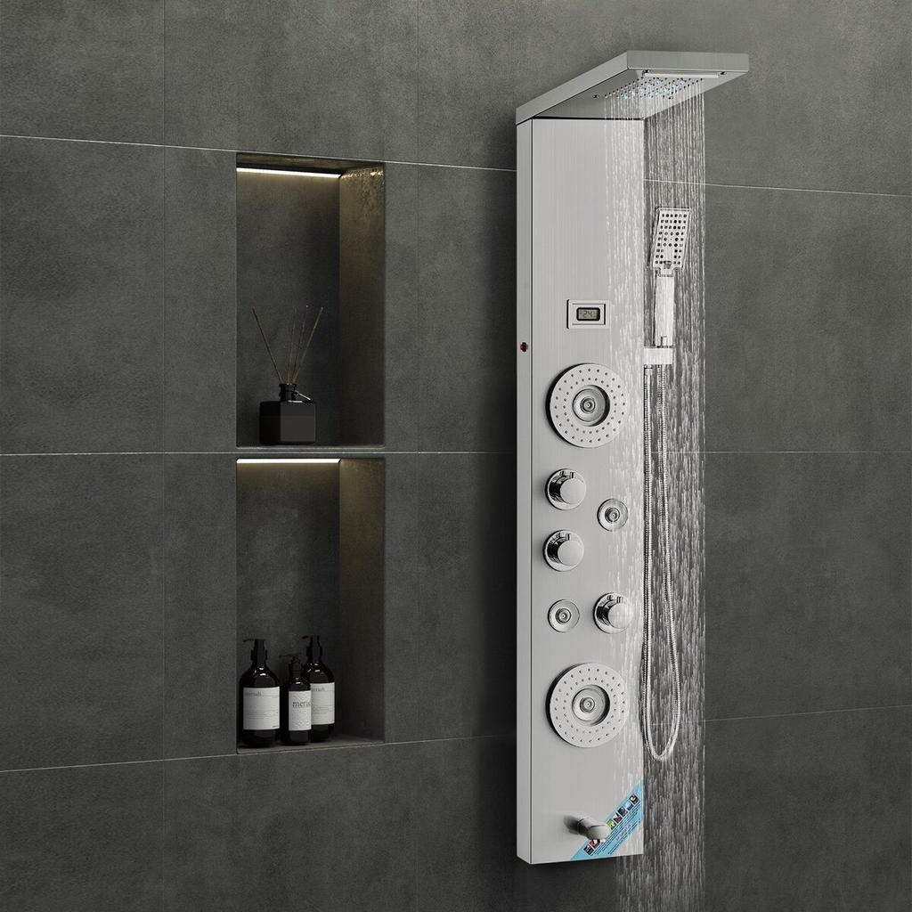 Shower Panel Tower System 6 Modes LED & Display Stainless Steel Rainfall