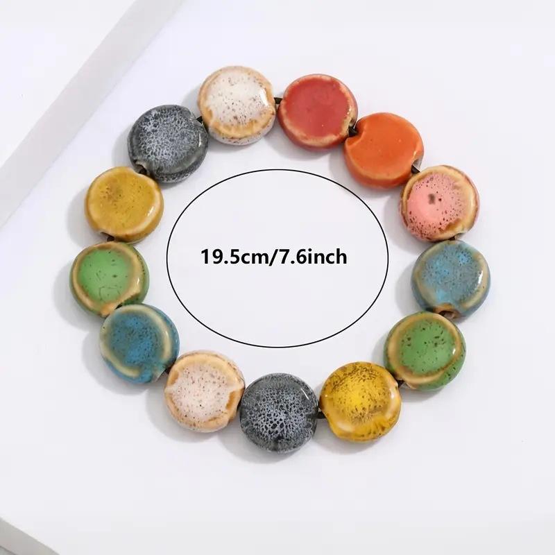 

JMXD-European and American retro wax rope necklace colored ceramic round sweater chain long versatile dopamine beaded necklace versatile