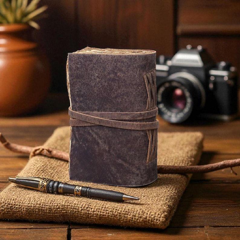 Ręcznie robiony Vintage Dziennik Skórzany Notes Podróżny – Antyczny Papier Krawędziowy, Dziennik do Pisania